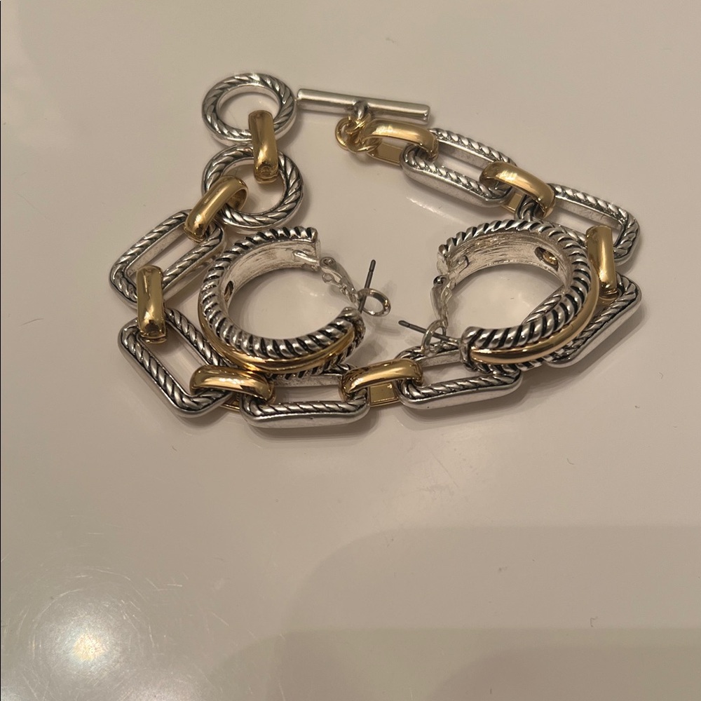 Elegant Silver and Gold Women's Jewelry Set